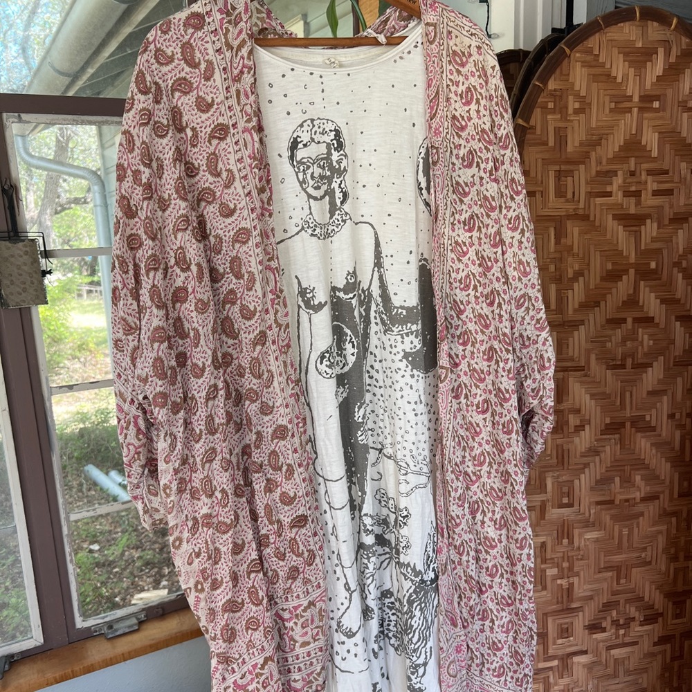 Midi magnolia Pearl hand block printed kaftan